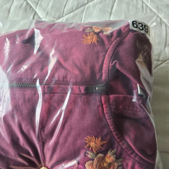 Sundance Embroidered Hoodie Jumpsuit Sz M Pink Floral Boho Cabincore Cozy Lounge - Picture 8 of 8